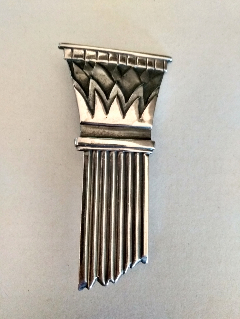 Corinthian Column Pin stamped "Mignon Faget" Sterling Silver 2-1/2" tall